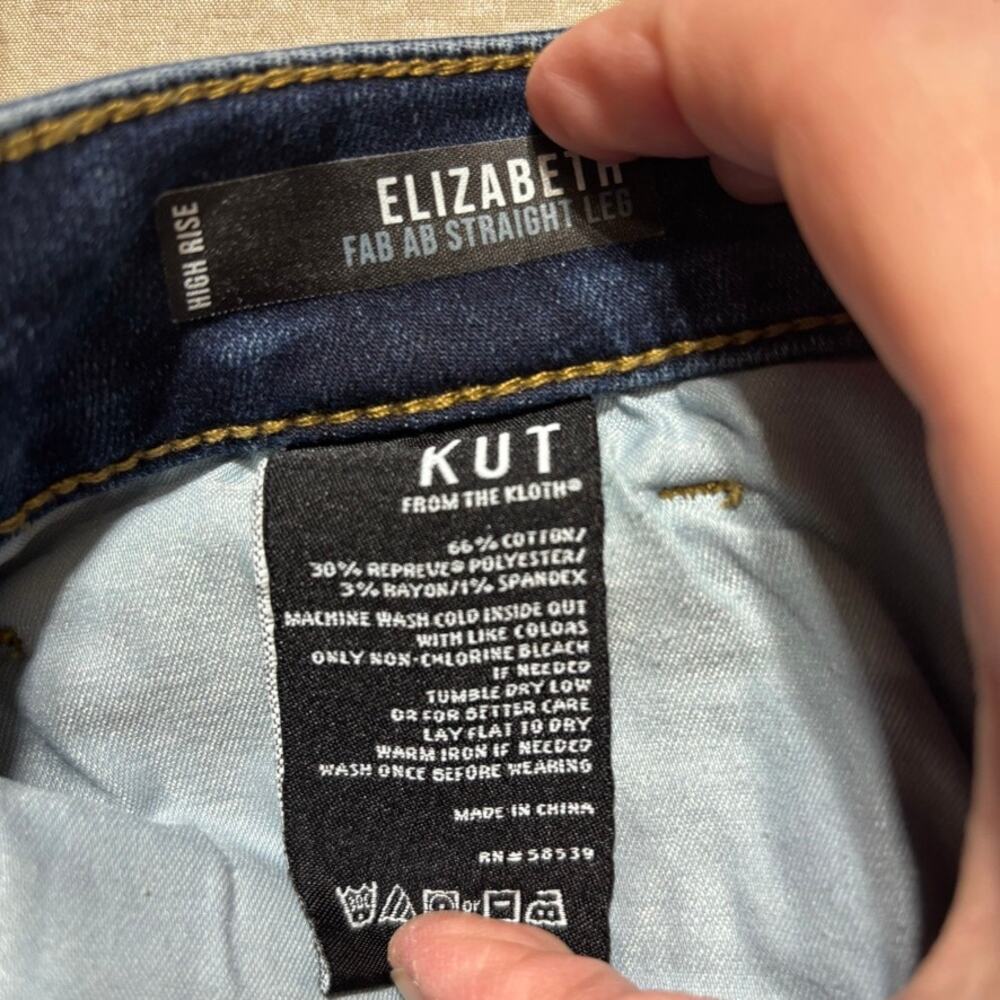 KUT from the Kloth Elizabeth Fab Ab High Rise Straight Leg Jeans Size 10 Raw Hem - Picture 9 of 9